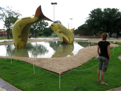 Giant fish in the park, on the way back to town Giant fish in the park, on the way back to town