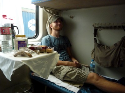 Saben on the train to Lhasa Saben on the train