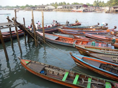 Boats at the thai side of the border, ranong thailand Boats at the Thai side of the border