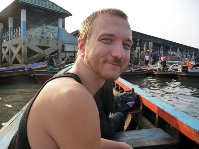 Saben on the boat to Burma Ranong thailand Saben on the boat to Burma