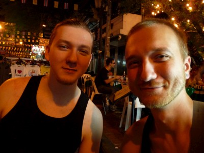 Latham and Saben in Bangkok Latham and Saben at a street stall pub