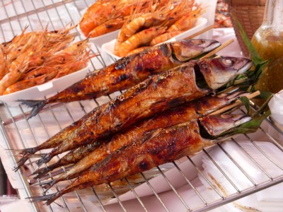 fried fish and shrimp bangkok thailand Fried fish and shrimp
