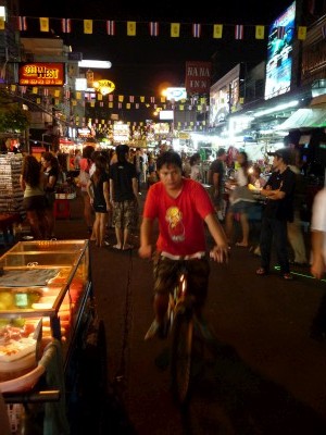 The view down Koh San road The view down Koh San road