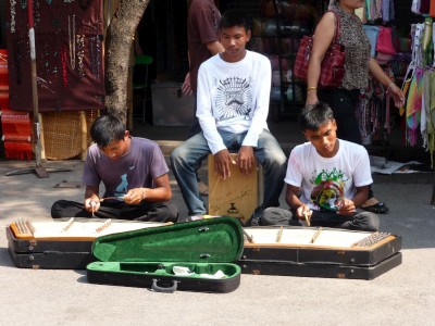 Musicians in the market, bangkok thailand Musicians in the market
