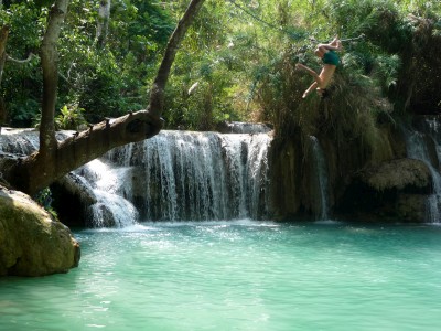 Backflip into the pool, Luang prabang lao Backflip into the pool